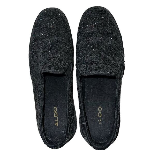 Aldo Womens Size 7.5 Slip On Flats Comfort Shoes Sparkle Bling Charcoal Gray - Picture 5 of 11